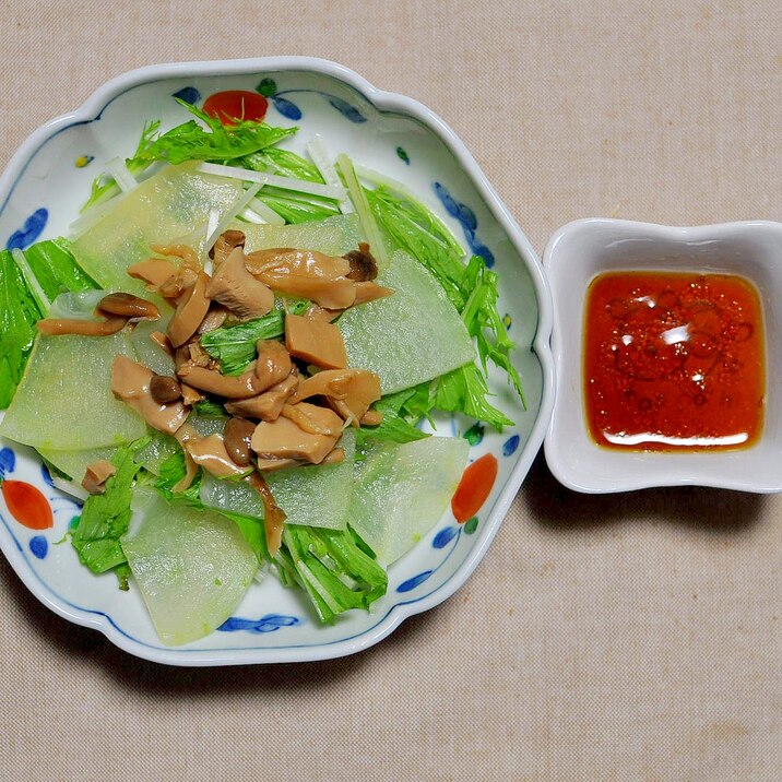 冬瓜（とうがん）ときのこと水菜のサラダ